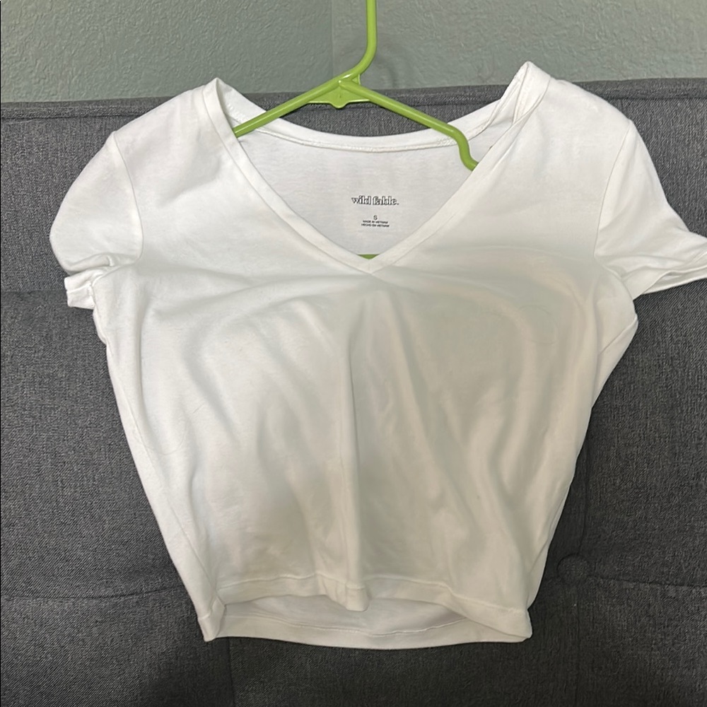 Wild Fable White Crop Fitted T-Shirt